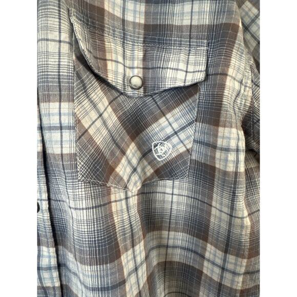 Ariat men's short-sleeve western plaid snap shirt XL D - Picture 3 of 6